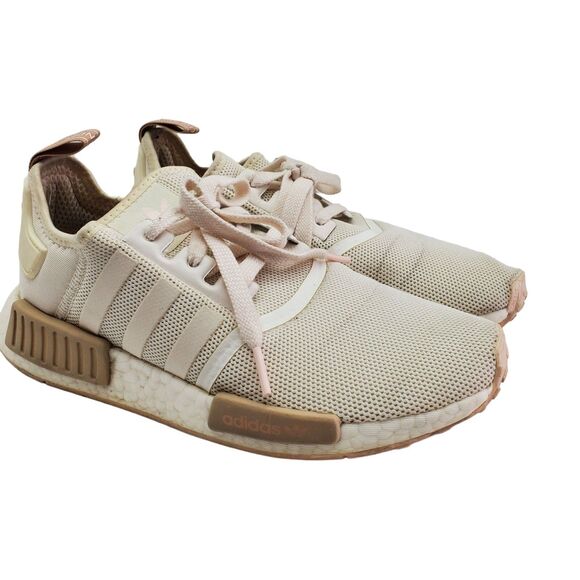 Adidas NMD R1 Boost Athletic Shoes Womens 8 Chaulk White Beige Lace Up Casual - Picture 1 of 10